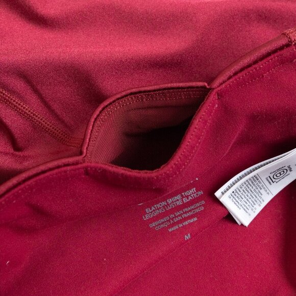 Athleta Elation Shine Tight Shiny Metallic Deep Red Activewear Leggings - Picture 8 of 15